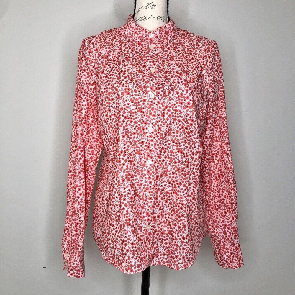 J. by J.Crew Ditsy Floral Cotton Button Front Long Sleeve Classic Top Medium - Picture 3 of 14